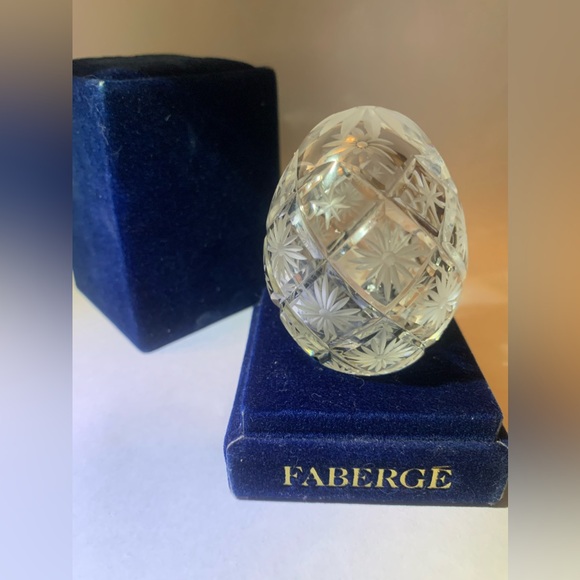 FABERGE Crystal Egg with original blue box, small. Vintage Risky Business - Picture 1 of 5